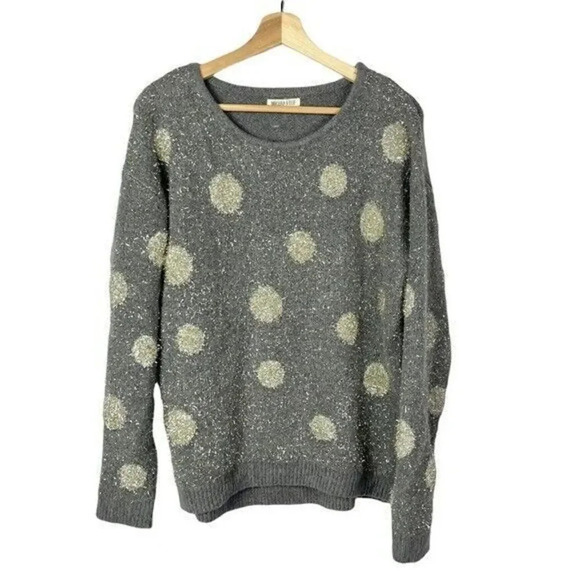 Boutique Margeaux & Ellie Gray Metallic Fuzzy Pullover Sweater M - Picture 1 of 4
